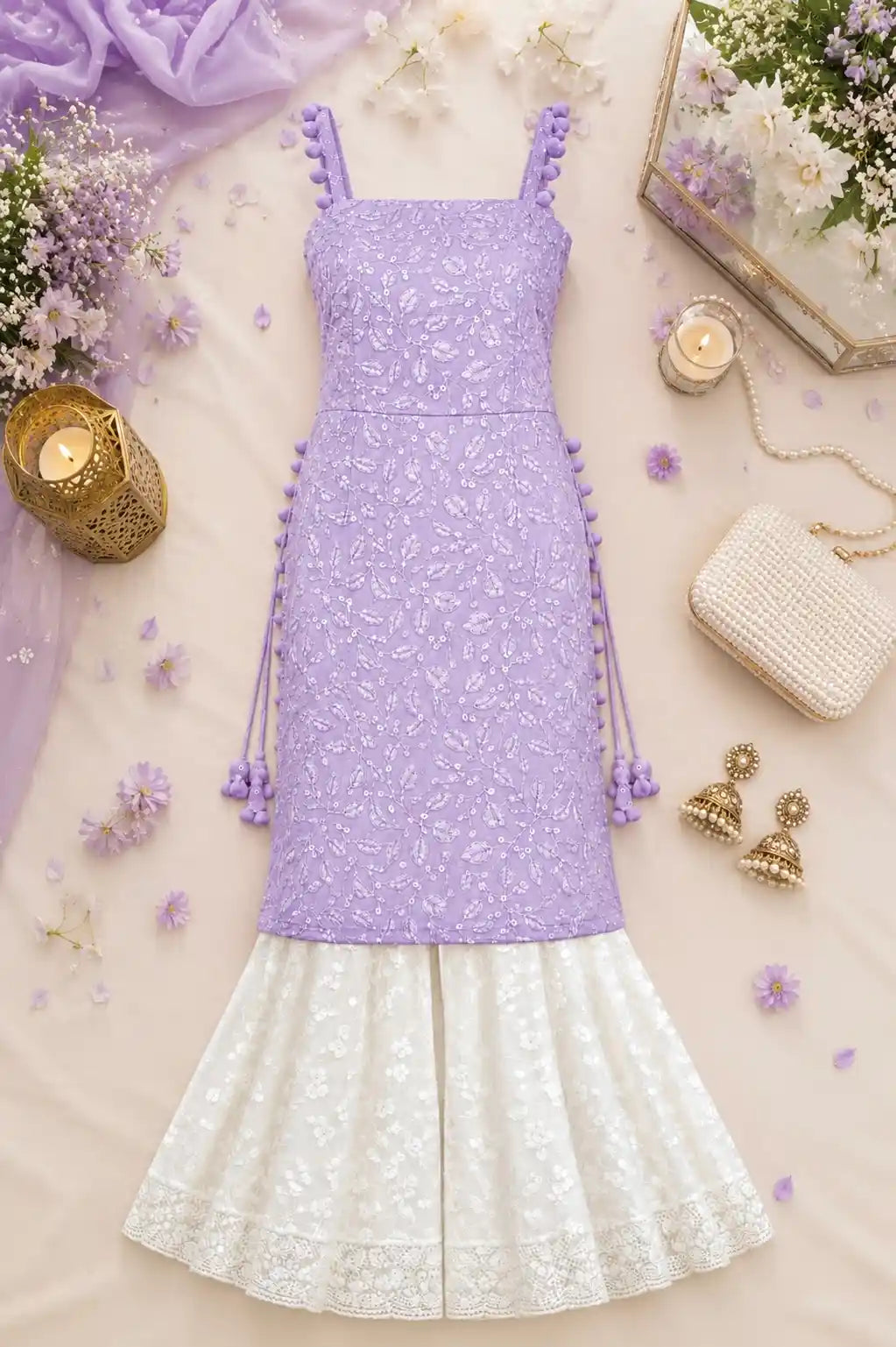 Embroidered Blush Grey Gulnaz Kurta
