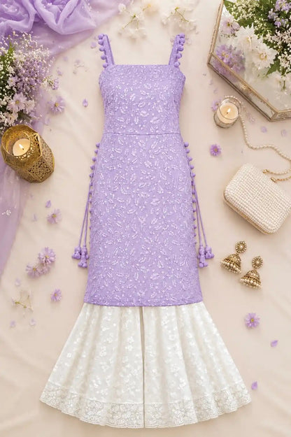 Embroidered Blush Grey Gulnaz Kurta