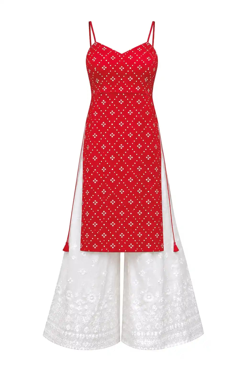 Gulnaz Red Hand Embellished Kurta