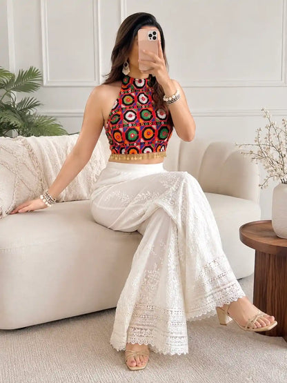 Embroidered Mandala Crop Top