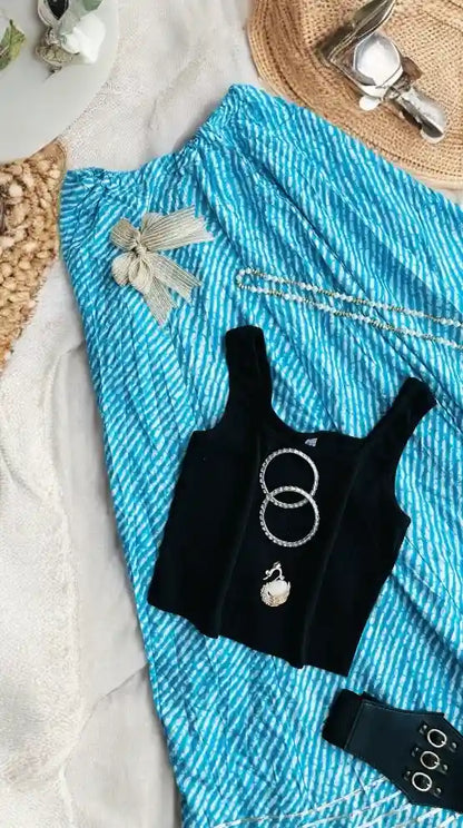 Blue Lehriya Jaipuri Skirt