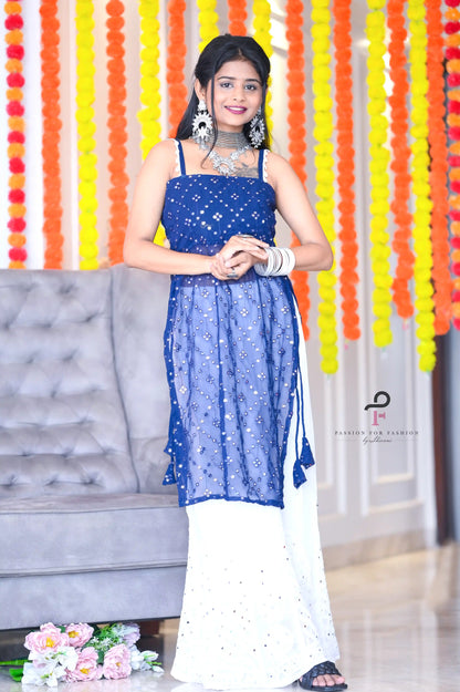 Shimmer Blue Gulnaz Embroidered Kurta