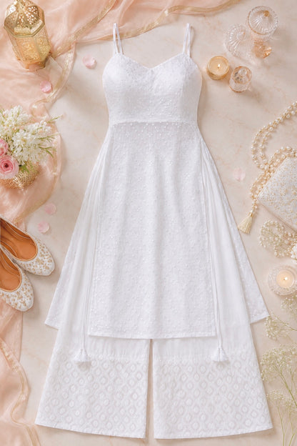 Gulnaz White Hand Embellished Kurta