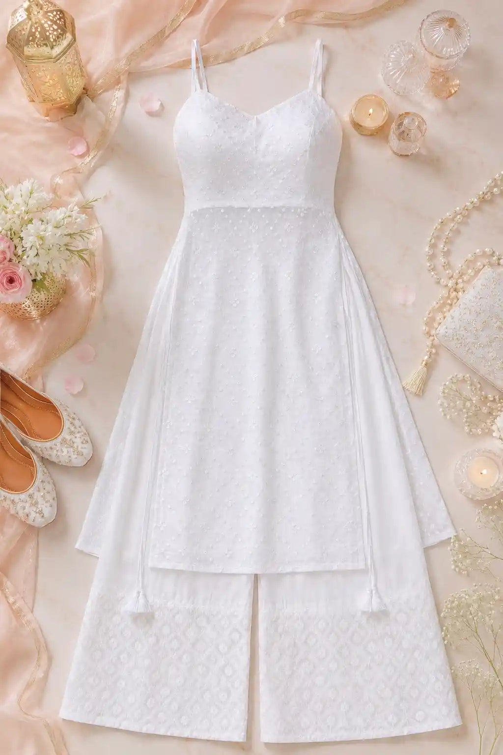 Gulnaz White Hand Embellished Kurta