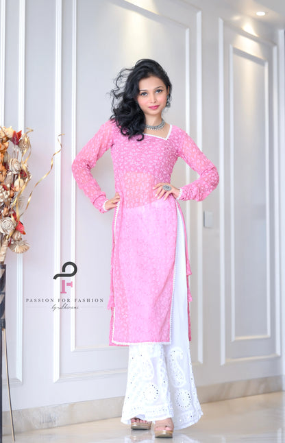 Rosebloom Peach Embroidered Gulnaz Kurta