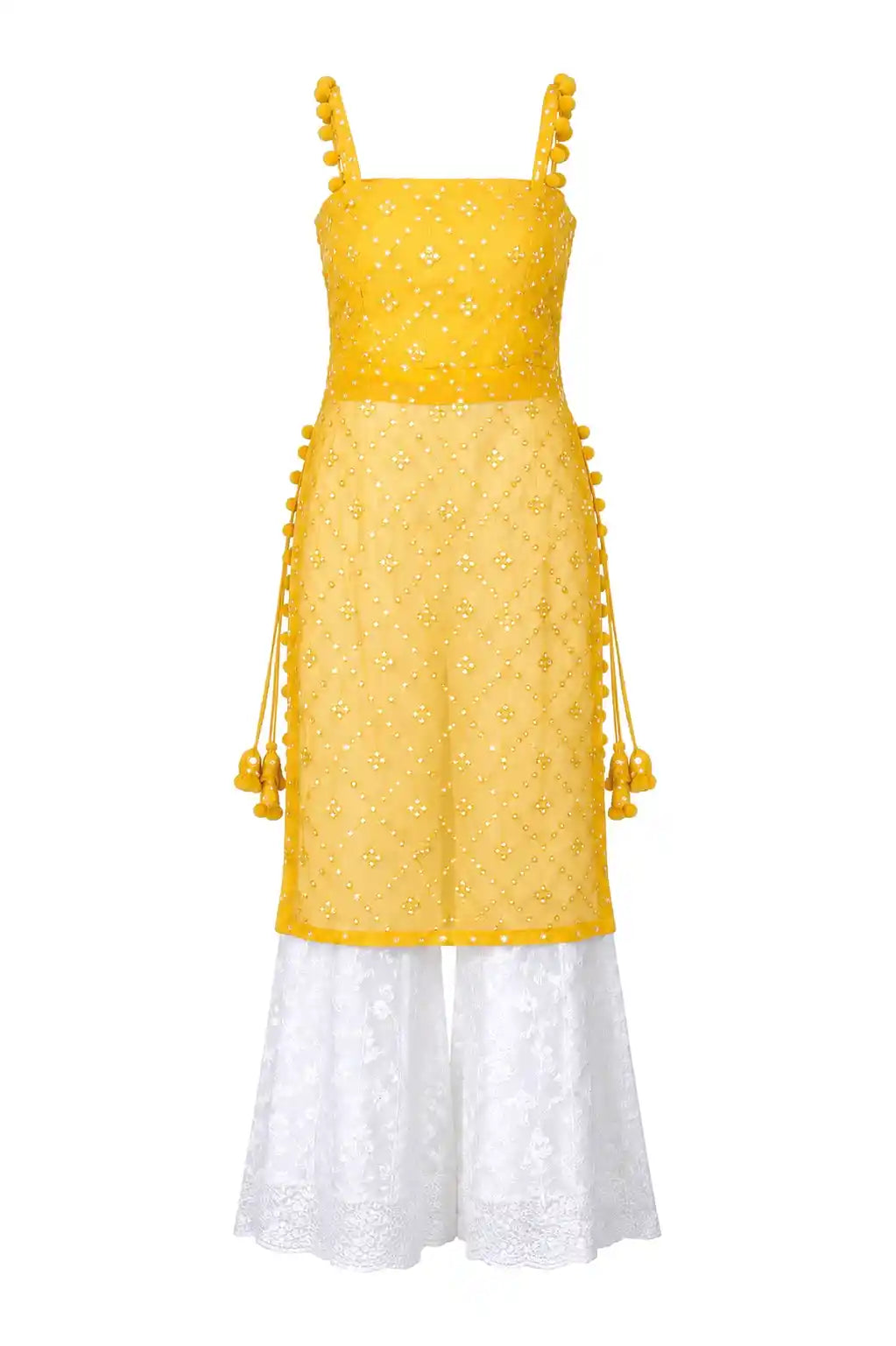 Shimmer Yellow Embroidered Gulnaz Kurta
