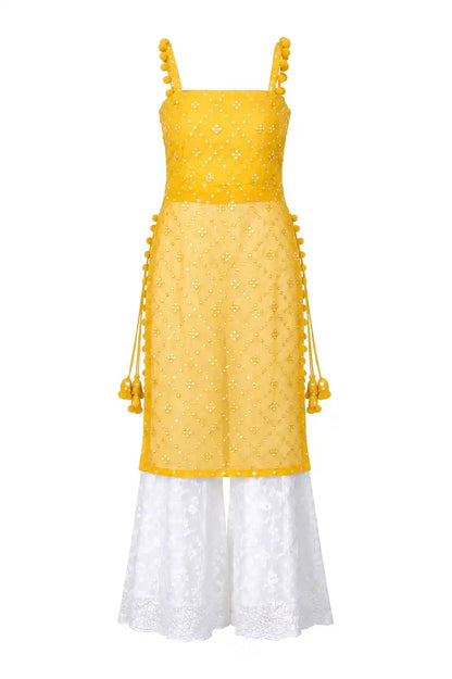 Shimmer Yellow Embroidered Gulnaz Kurta