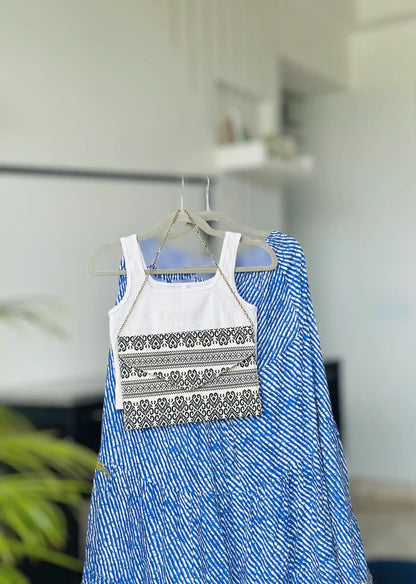 Jaipuri Blue Lehriya Twirl Skirt
