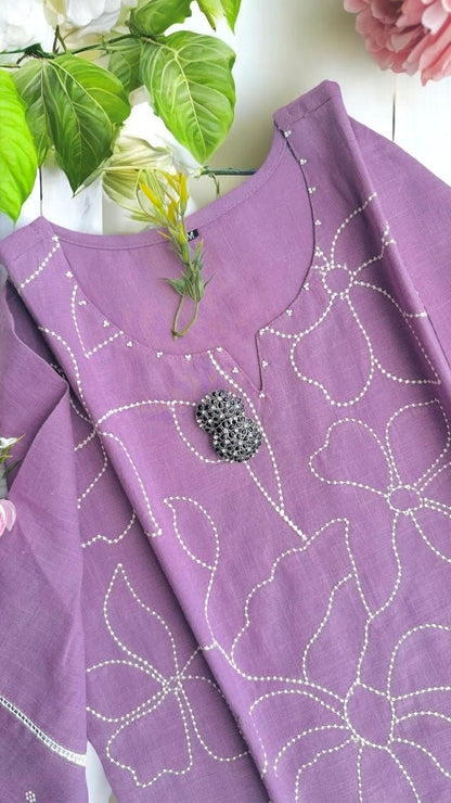 Pastel Lilac Embroidered Suit Set - Passion for Fashion by Shivani