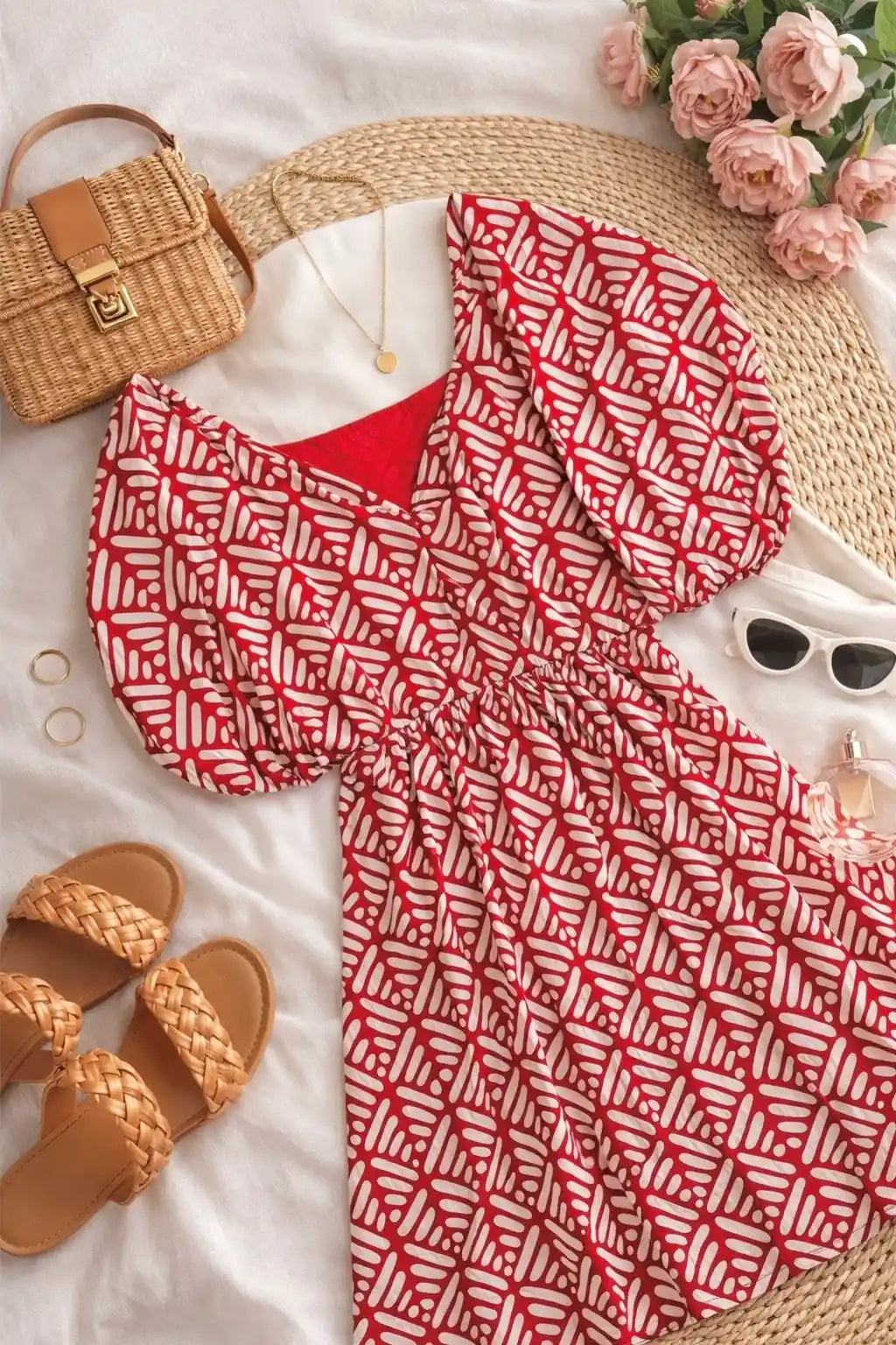 Scarlet Pleated Twirl Dress