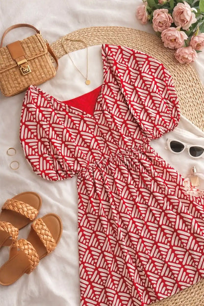 Scarlet Pleated Twirl Dress