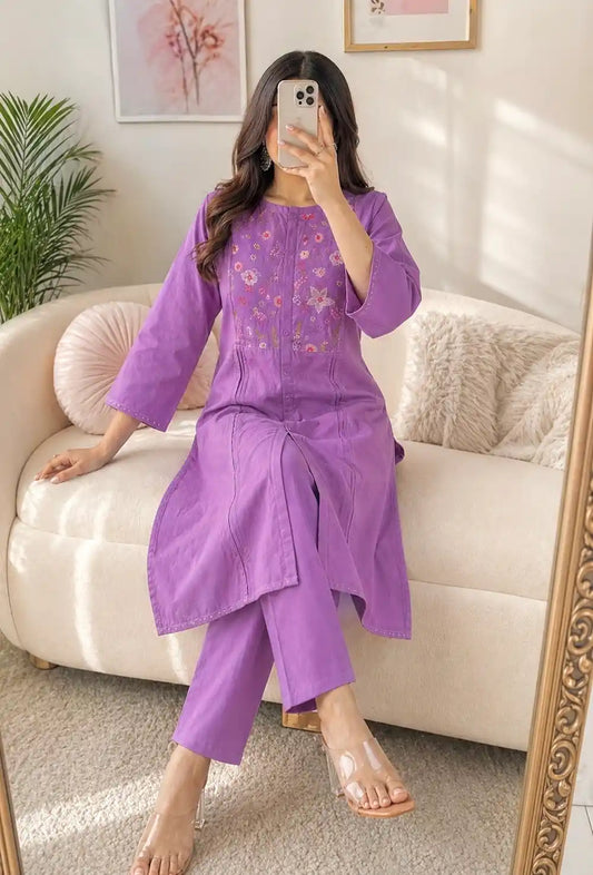 Lilac Embroidered Meher Suit Set