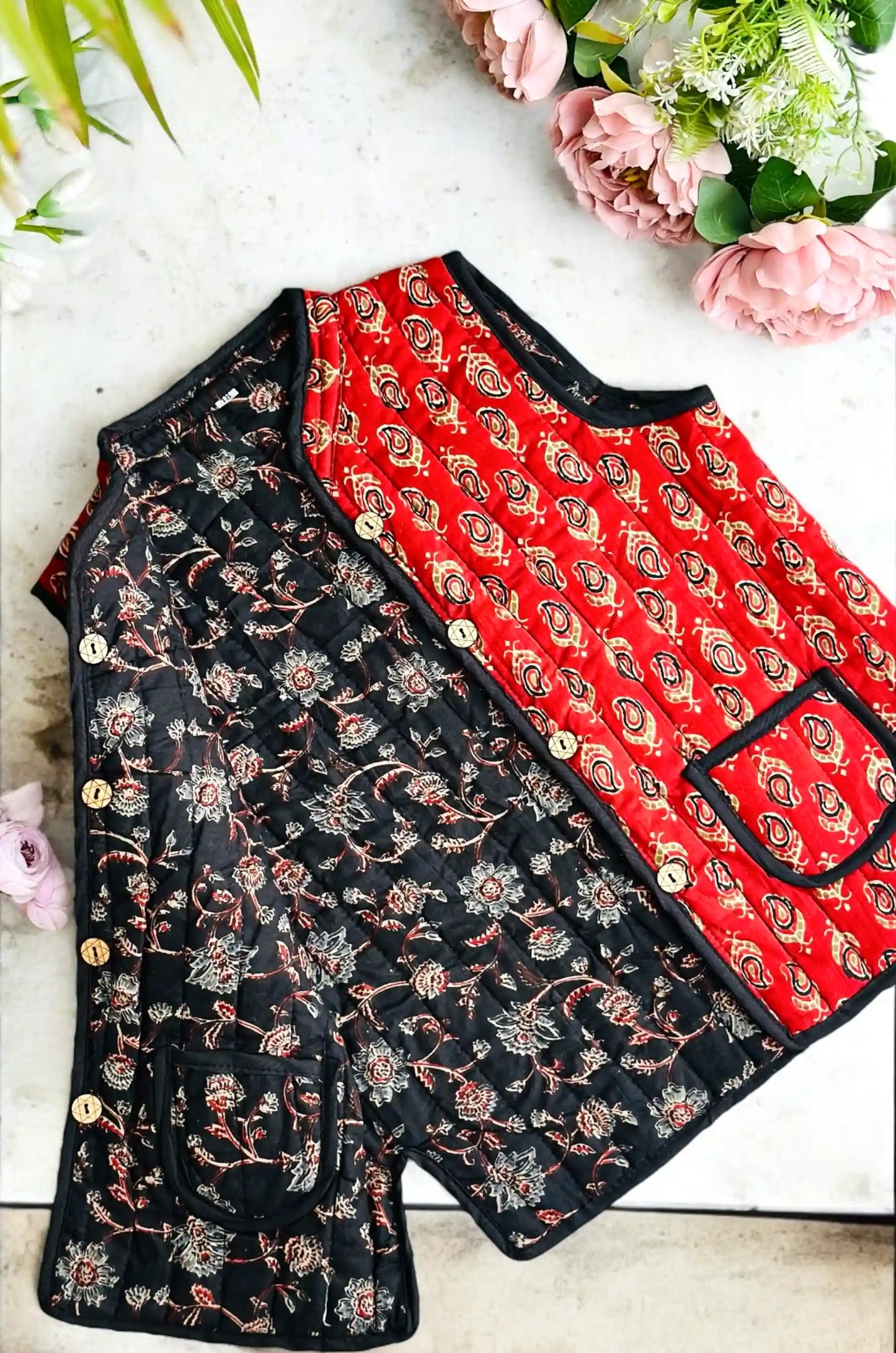 Maroon Booti Kids Jaipuri Jacket