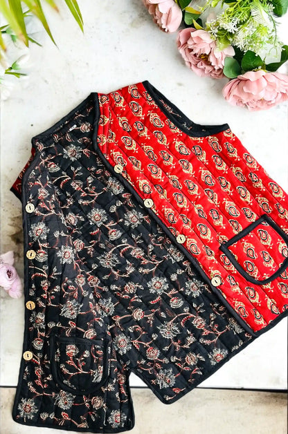 Maroon Booti Kids Jaipuri Jacket