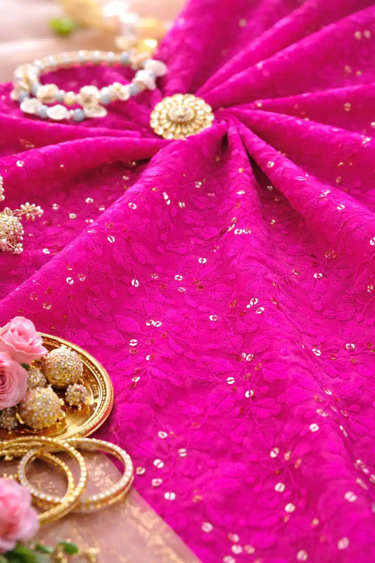 Grape Wine Gulnaz Embroidered Fabric Cut