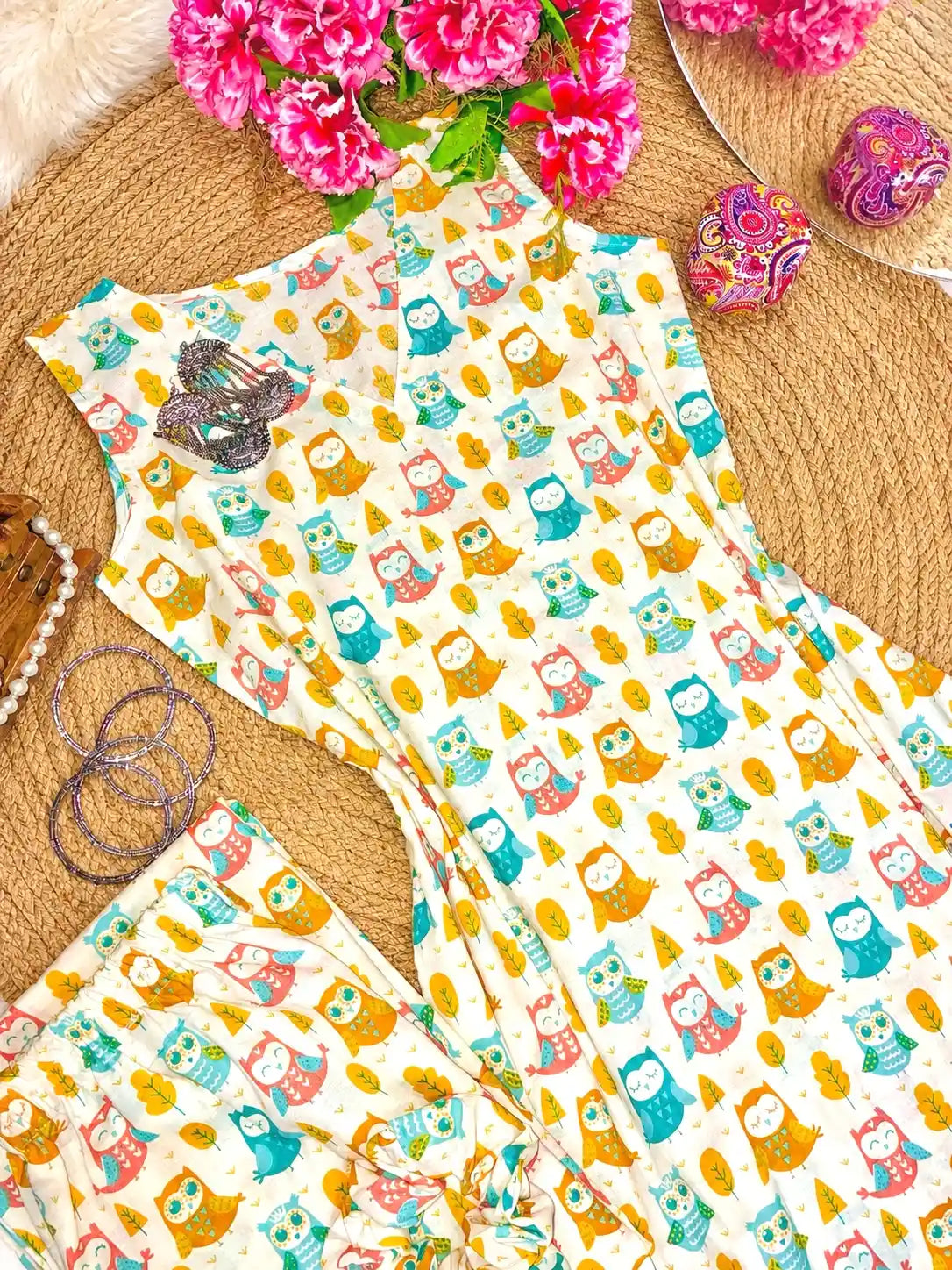 Meher Owly Print Ethnic Set