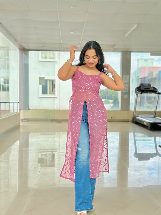 Peach Blush Mirror Gulnaz Kurta
