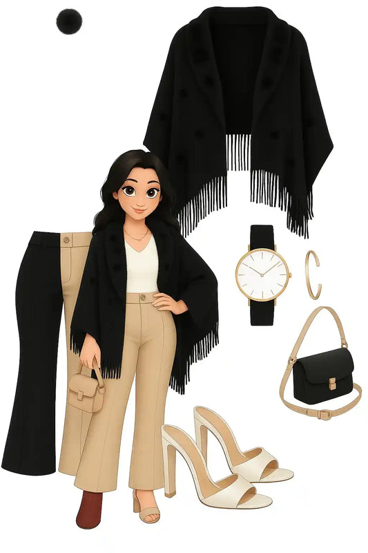 Royal Black Fur Winter Cape