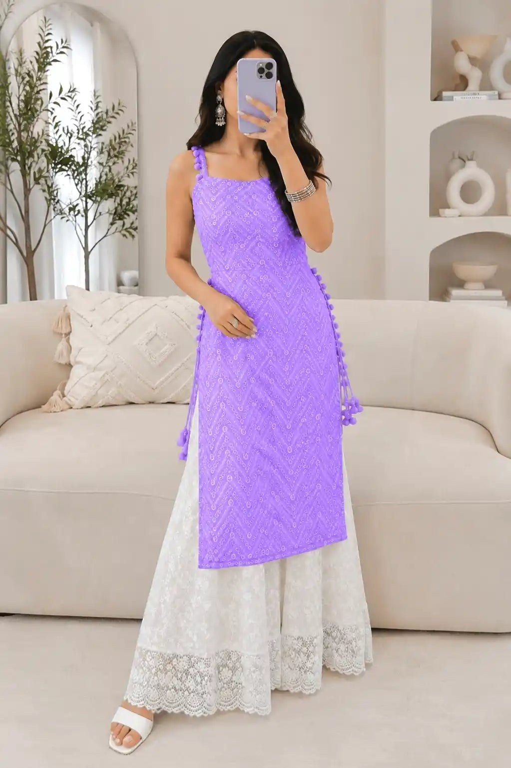 Embroidered Blush Lilac Gulnaz Kurta
