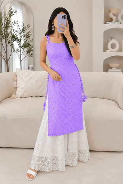 Embroidered Blush Lilac Gulnaz Kurta