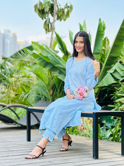 Blush Blue Chikankari Kurta Set