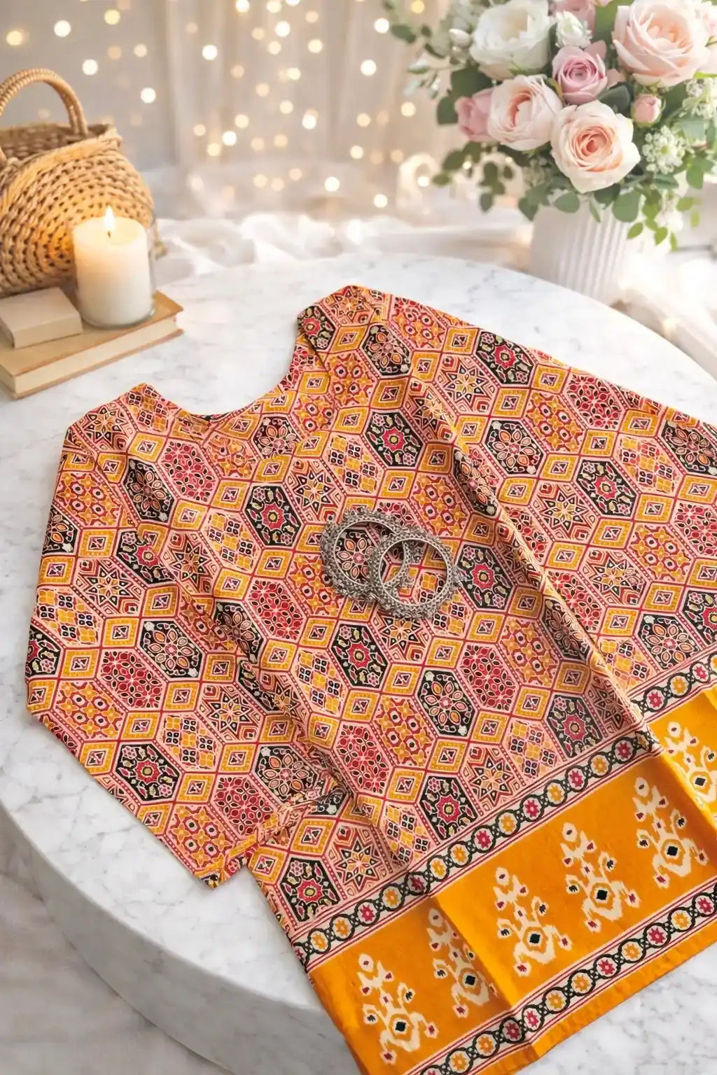 Mustard Block Short Kurta