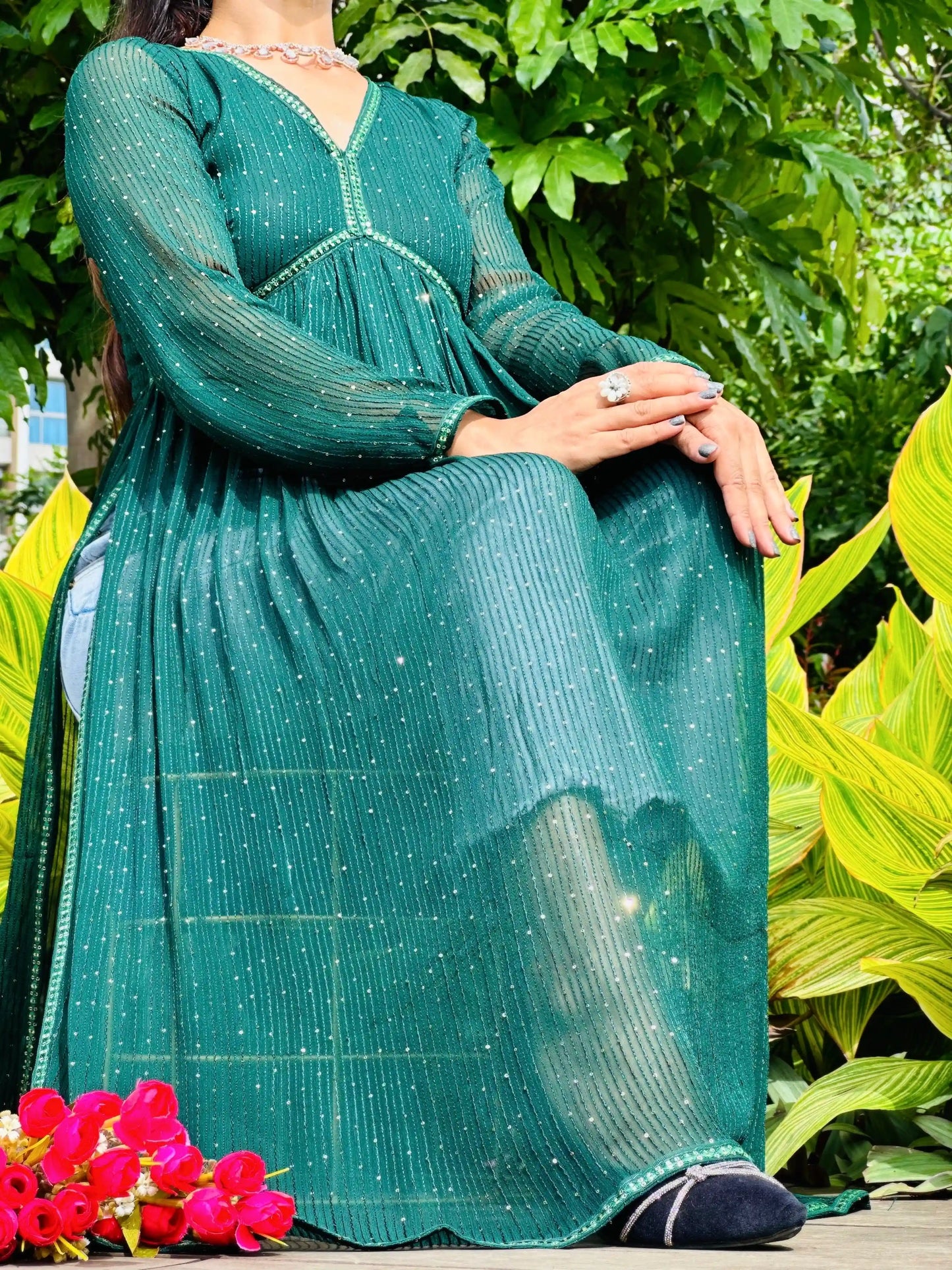 Emerald Green Gulnaz Nyra Kurta