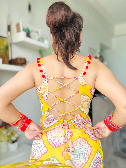 Blush Bandhej Back-Tie Top