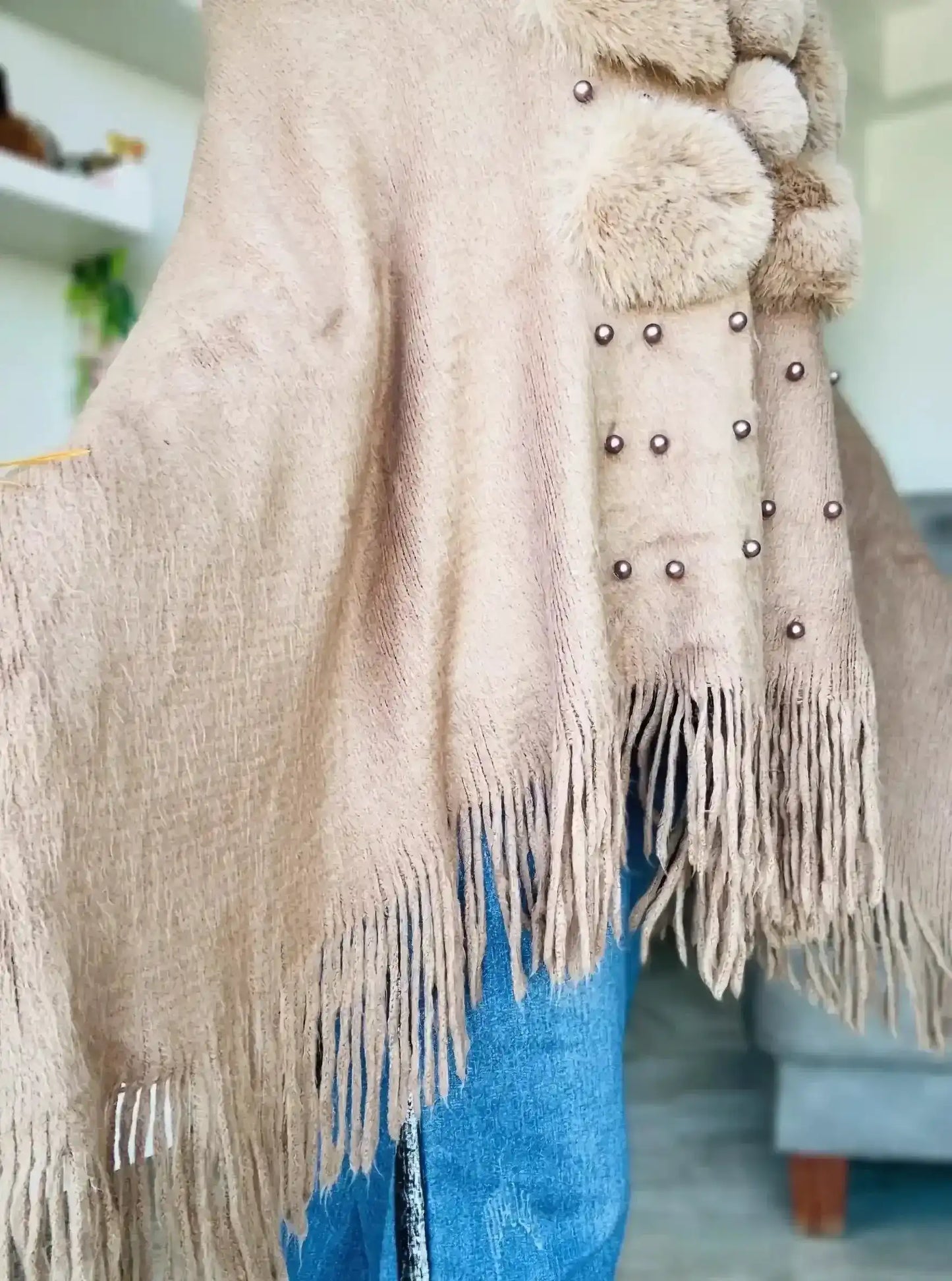 Brown Pearl Fur Winter Cape