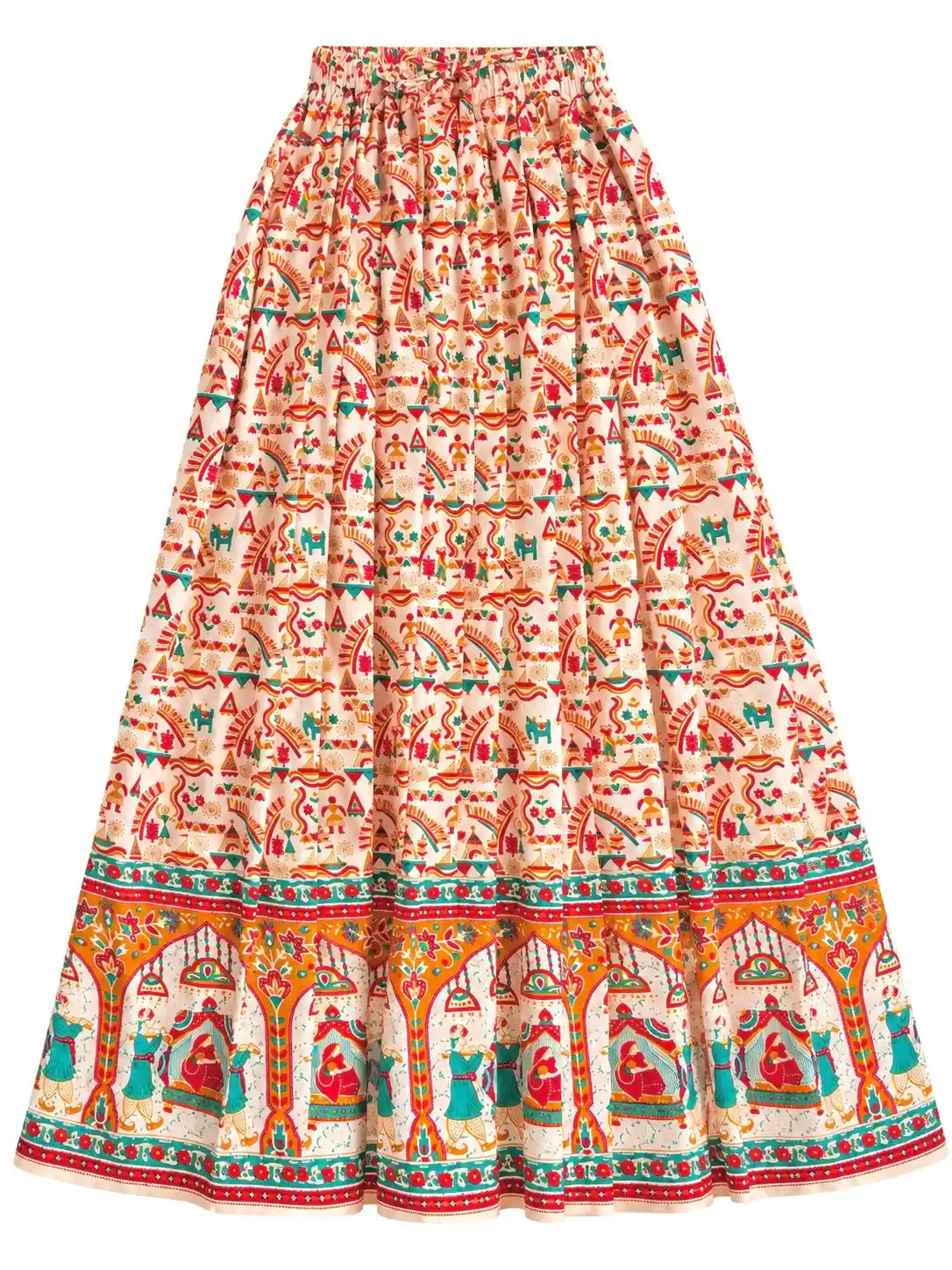 Jaipuri Heritage Print Flared Twirl Skirt