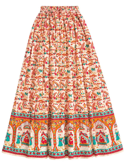 Jaipuri Heritage Print Flared Twirl Skirt