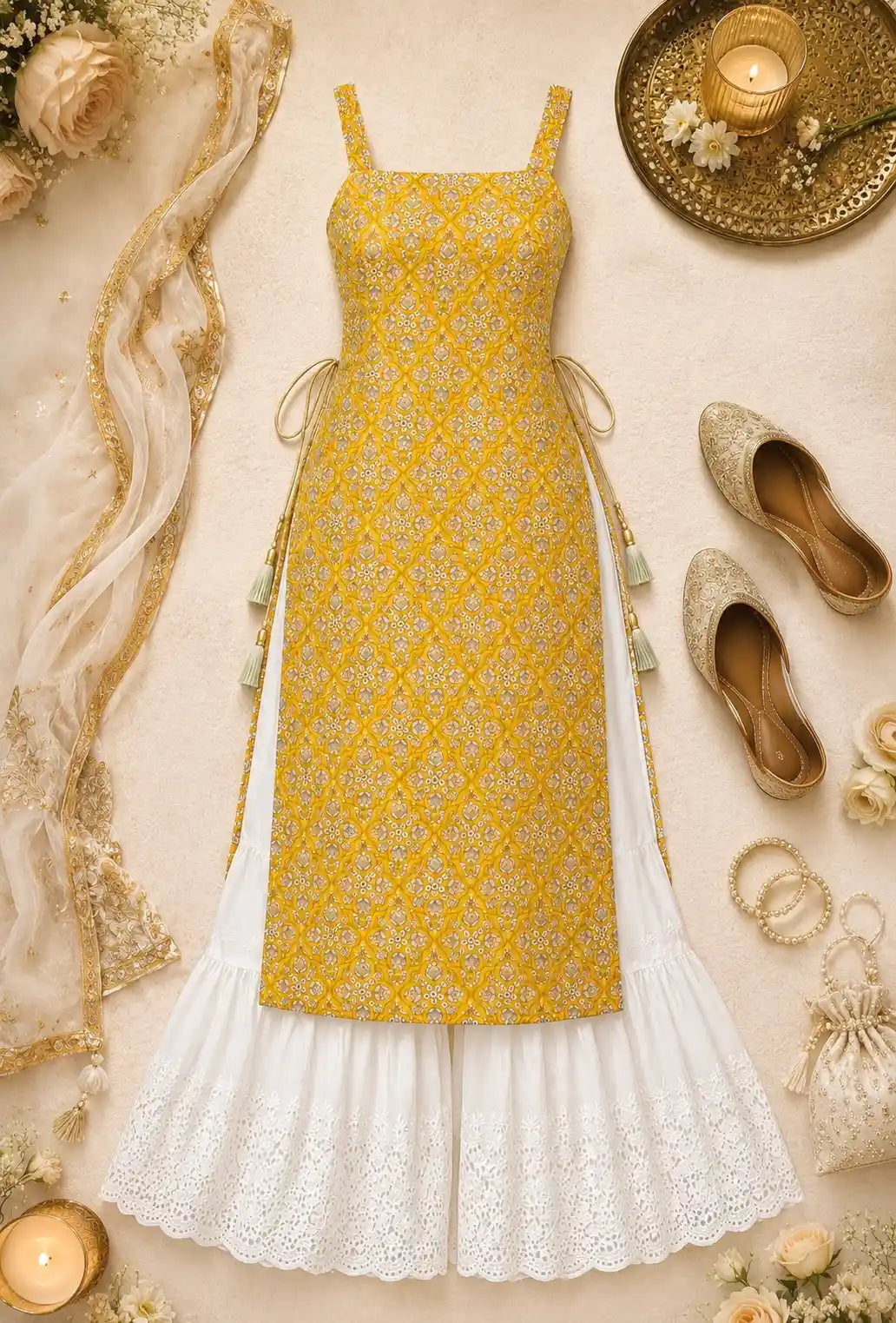 Mustard Ajrakh Jaipuri Gulnaz Kurta