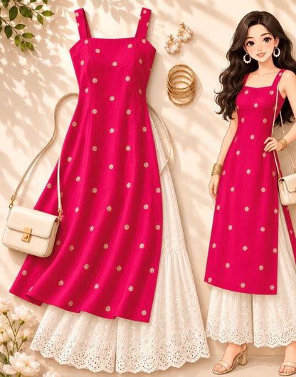 Fuchsia Pink Embroidered Gulnaz Kurta