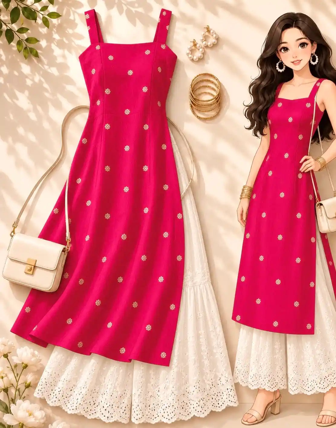 Fuchsia Pink Embroidered Gulnaz Kurta