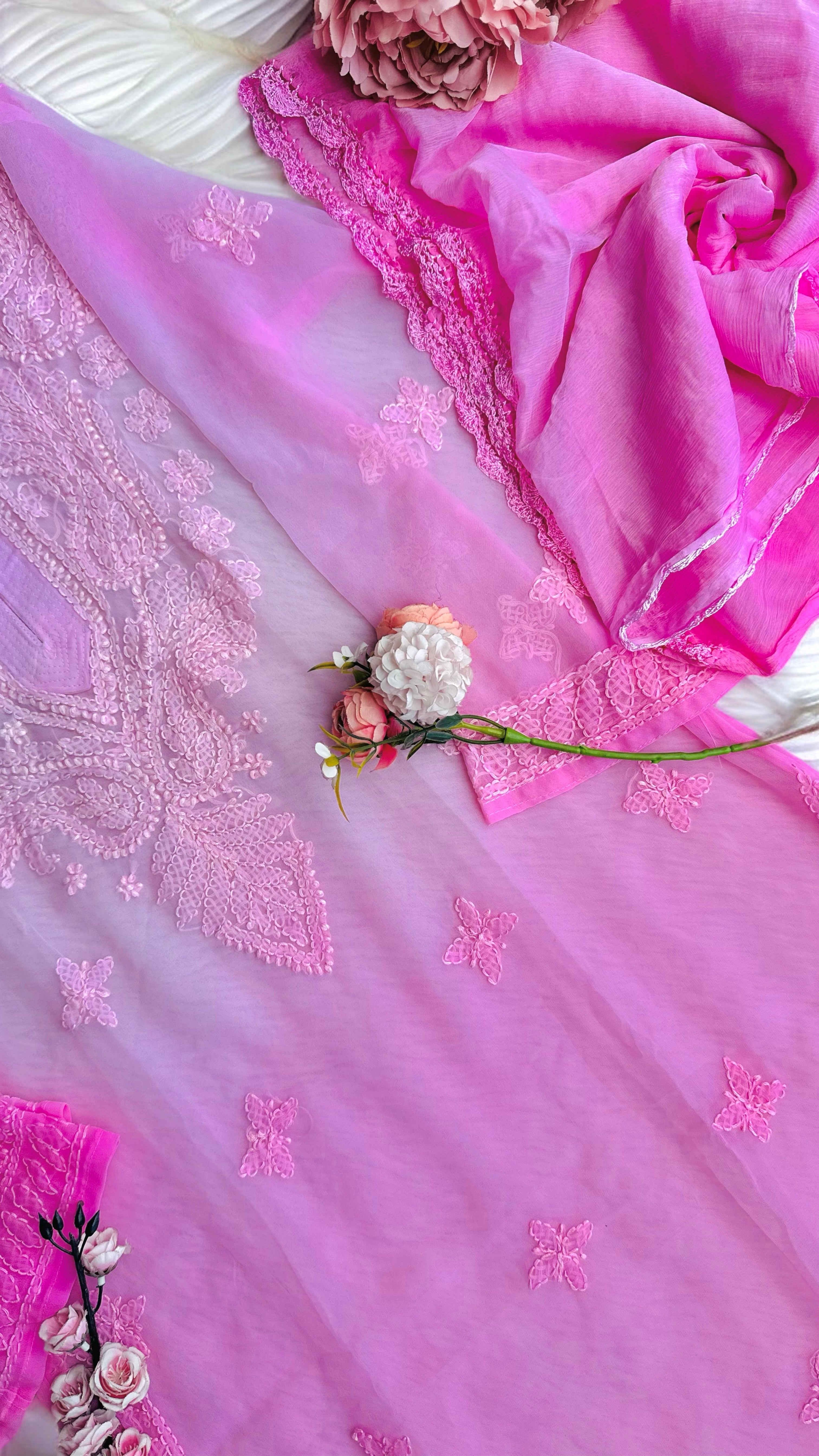 Blush Pink Nazakat Chikan Noor Set