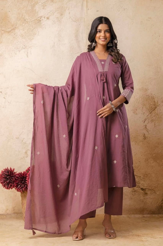 Mauve Embroidered Meher Suit Set