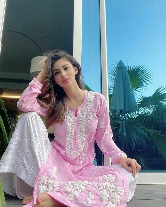 Blush Pink Gulzar Chikan Kurta