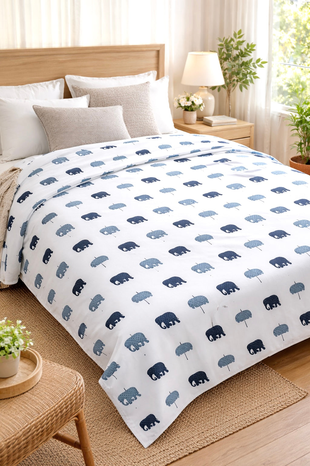Grey Elephant All Season Long Jaipuri Blanket