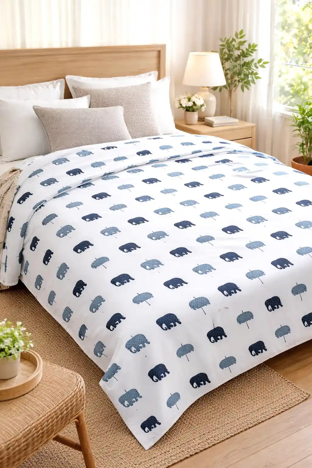 Grey Elephant All Season Long Jaipuri Blanket