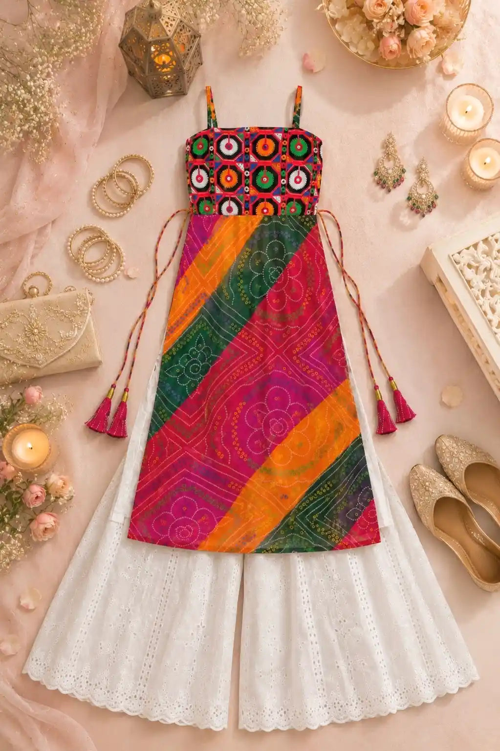 Ayesha’s Boho Bloom Bandhej Tie Kurti
