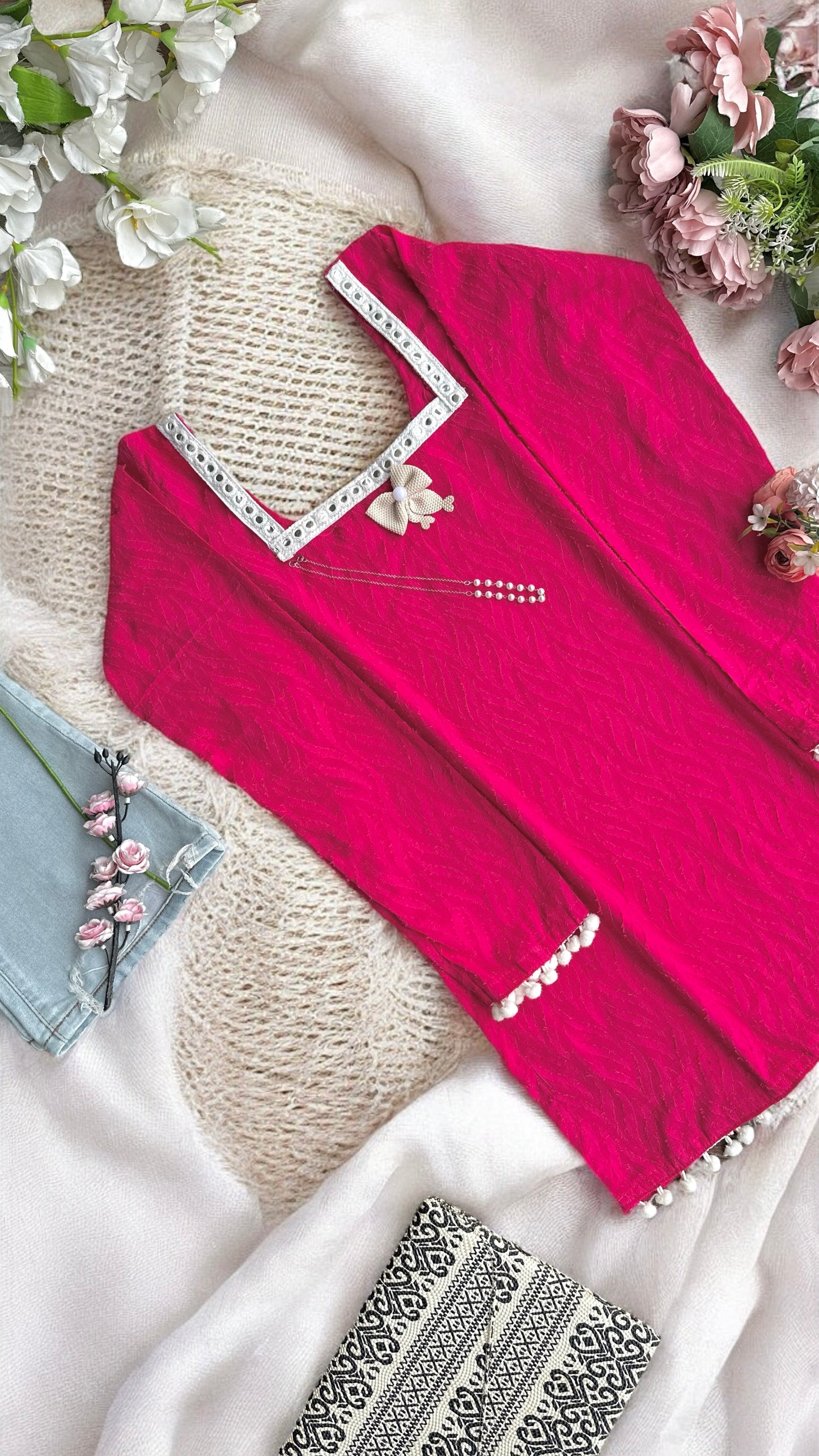 Fuchsia Glow Mirror Kurta