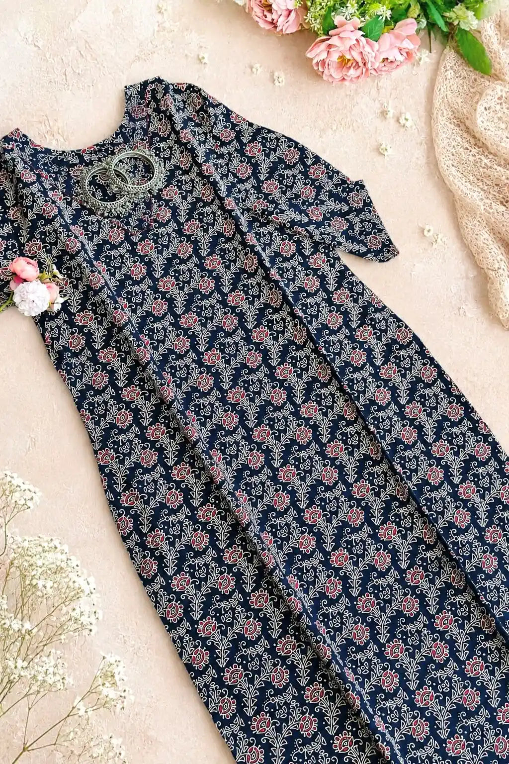 Dark Blue Mul Budget Kurta