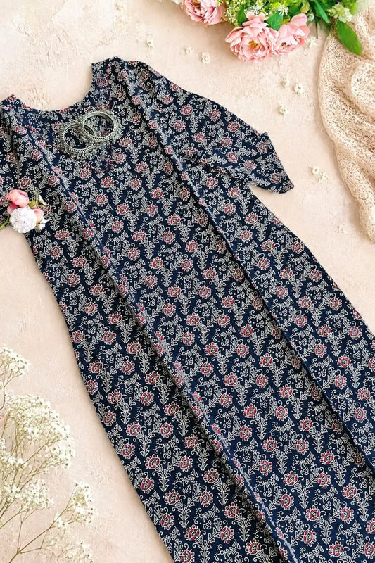 Dark Blue Mul Budget Kurta
