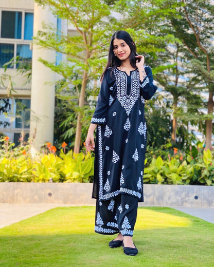 Twilight Black Meher Noor Chikankari Set