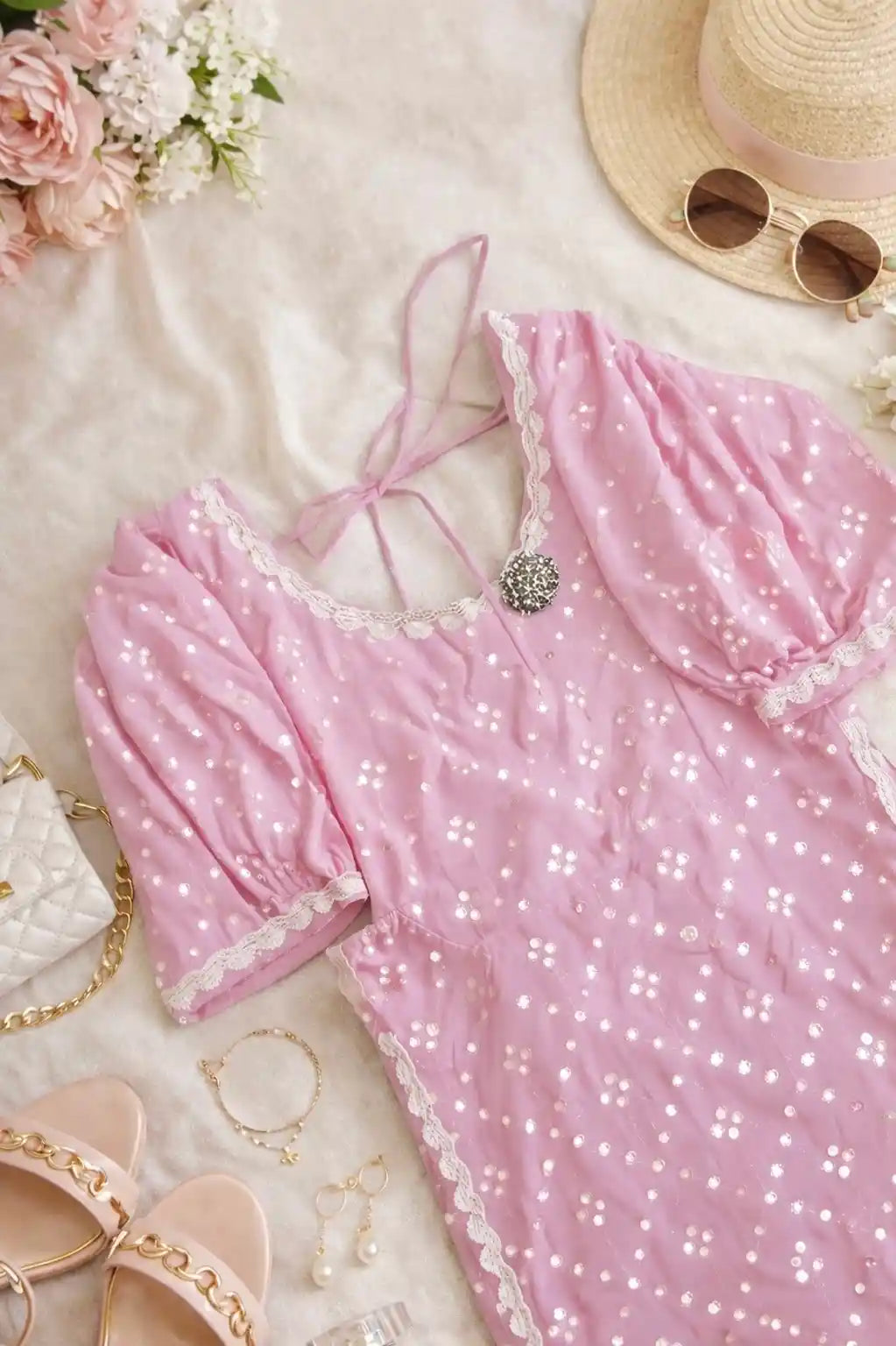 Gulnaz Pink Embroidered Short Kurta