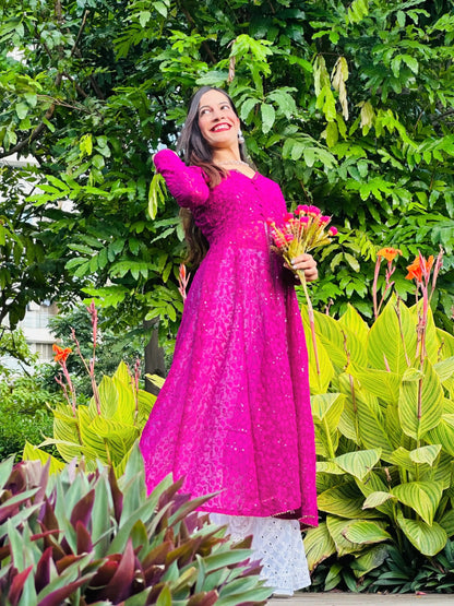 Champagne Wine Embroidered Gulnaz Kurta