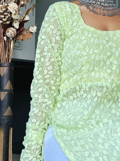 Pastoral Green Leaf Gulnaz Kurta