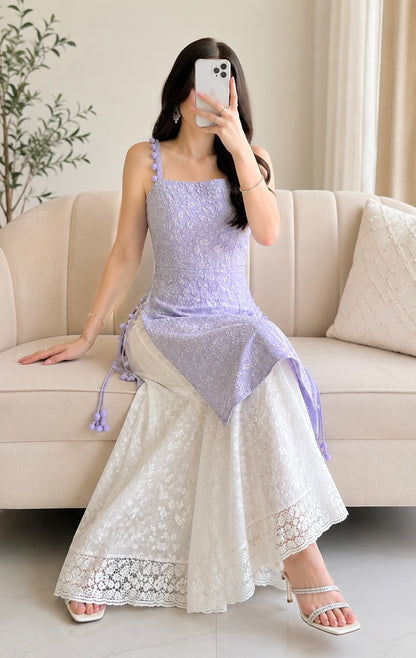 Embroidered Blush Grey Gulnaz Kurta