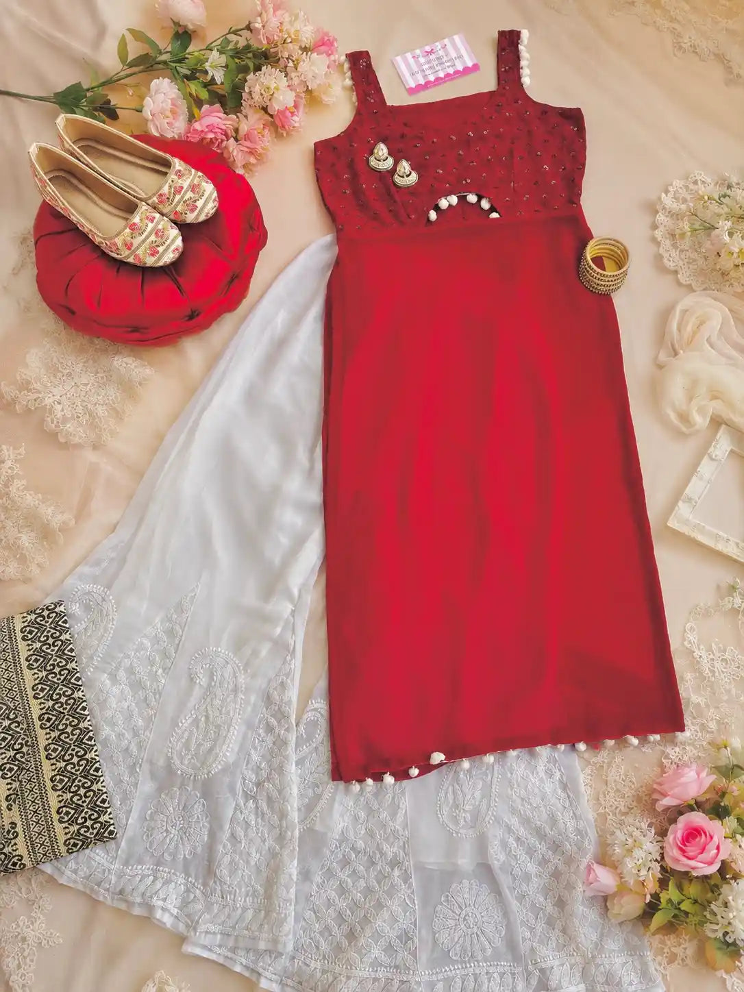Rosey Maroon Embroidered Gulnaz Kurta