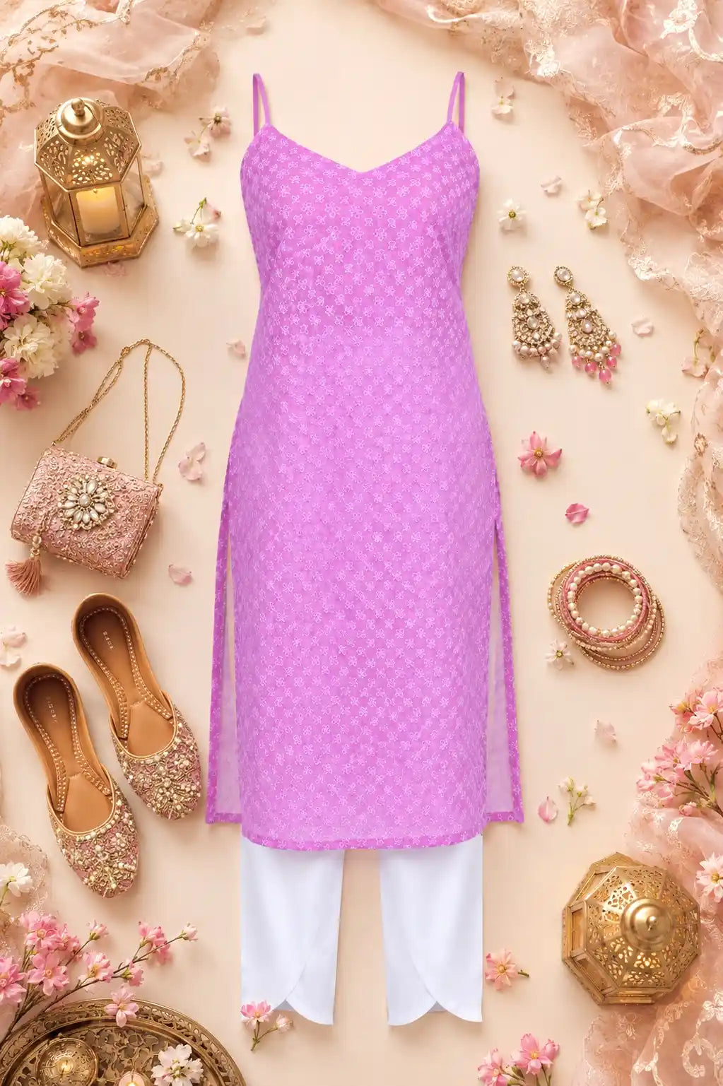 Daisy Embroidered Peach Gulnaz Fit